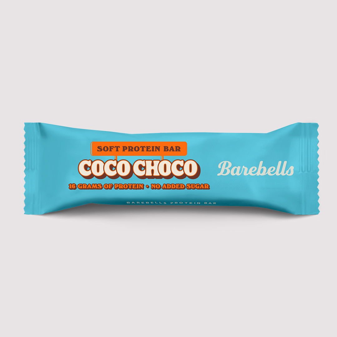 Mjuk proteinbar från Barebells med smaken Coco Choco, innehållande 16 gram protein och utan tillsatt socker.